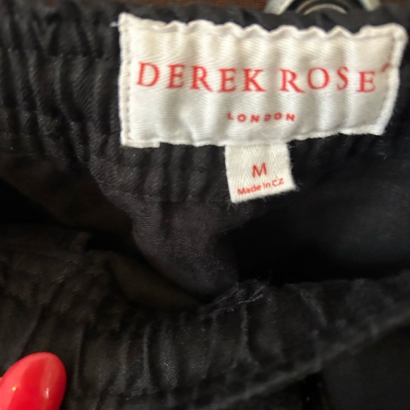 DEREK ROSE Linen Black Drawstring Lounge Pants - Picture 2 of 3